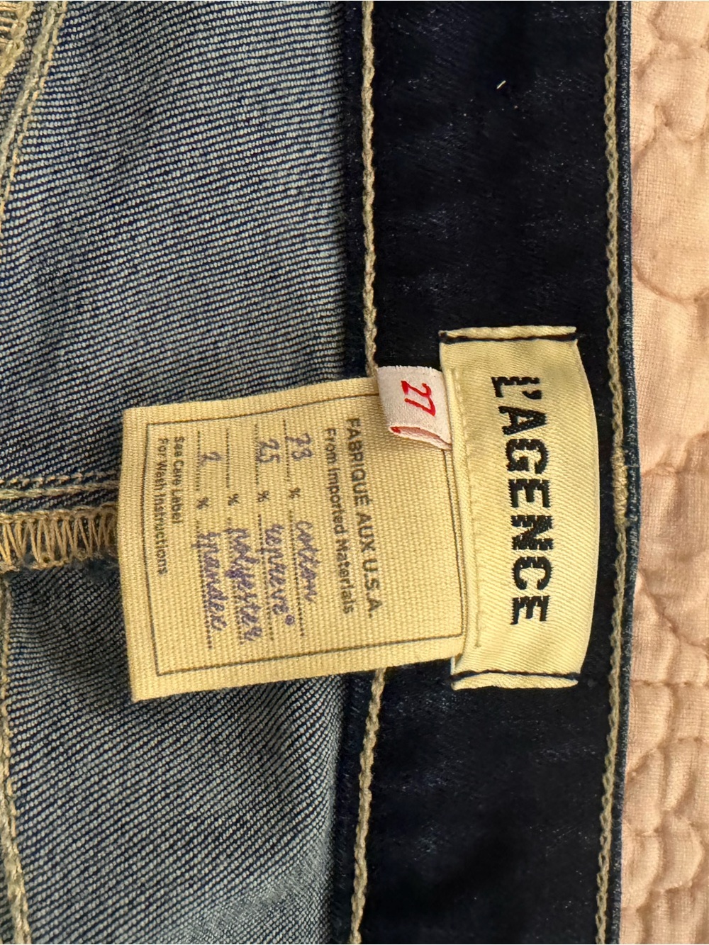 L'AGENCE light denim jeans with black inner waistband